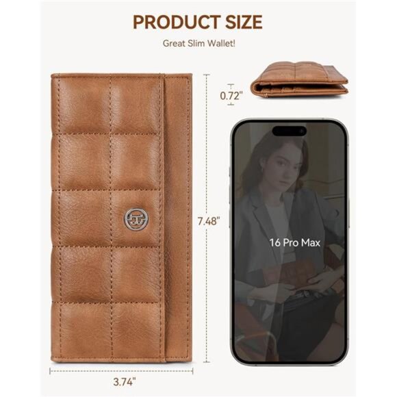 Women Wallet Vegan Leather, Card Holder Camel - Picture 4 of 6